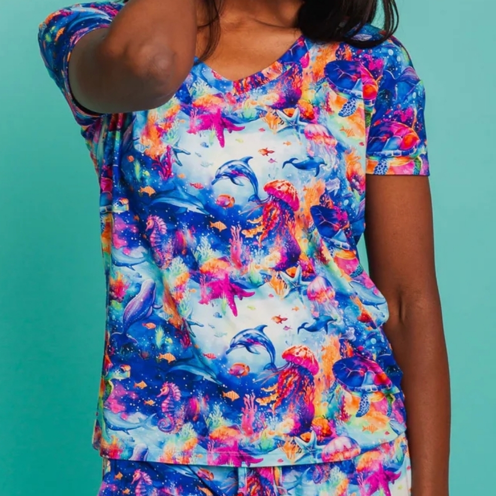 Blue and Pink Abstract Pajama Set Intimates & Sleepwear